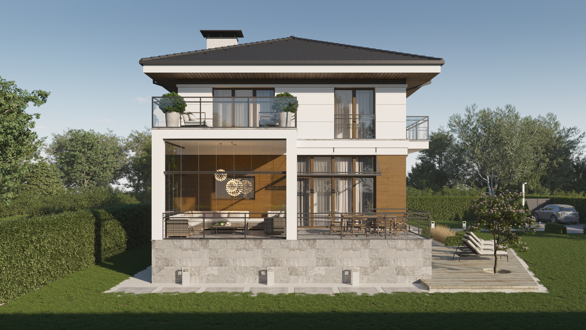Архитектурный проект дома с вальмовой крышей