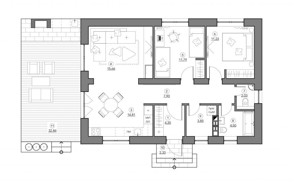 Архитектурный проект одноэтажного дома в д. Знаменка