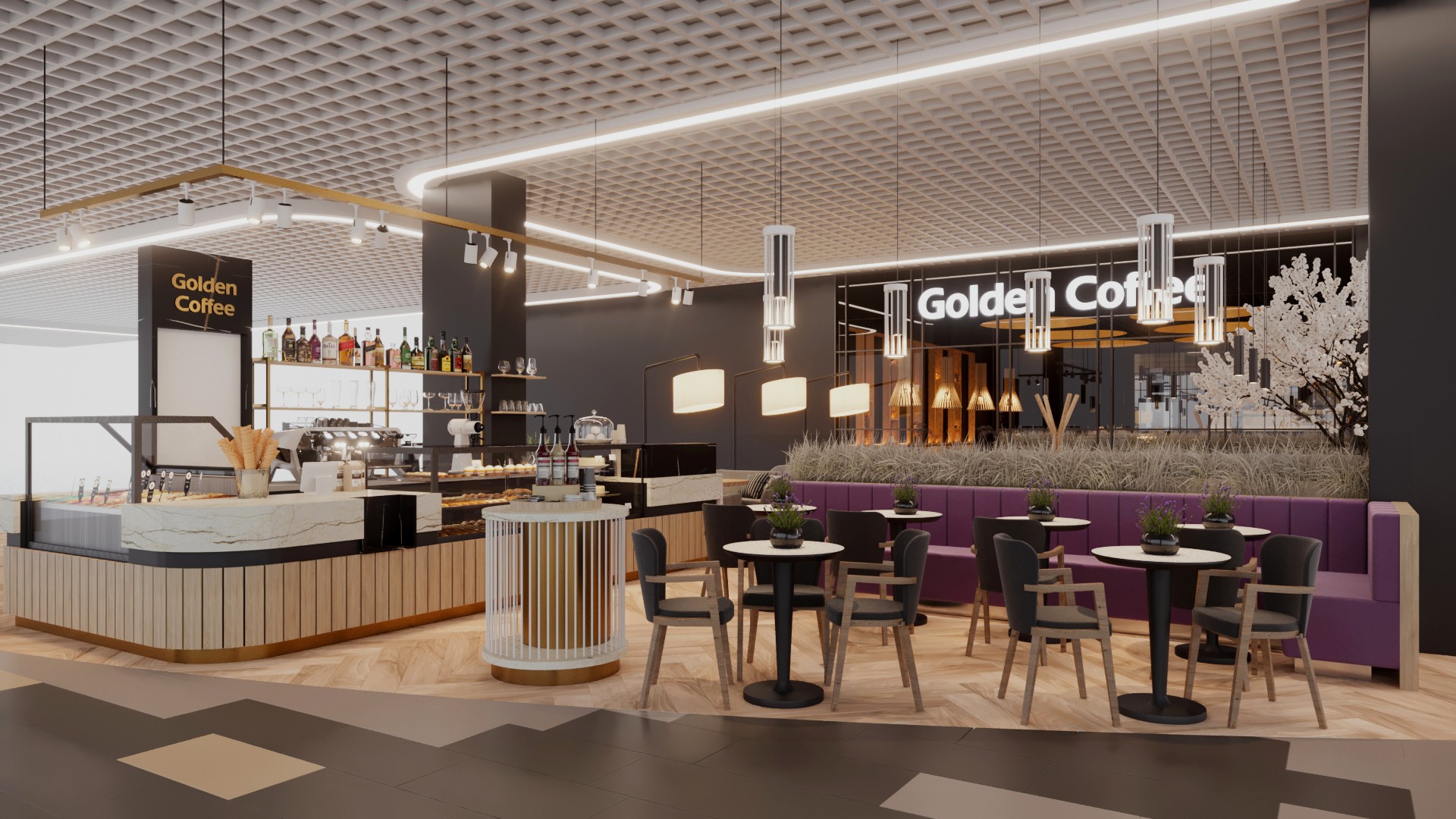 Дизайн ресторана Golden Coffee в ТЦ Dana Mall