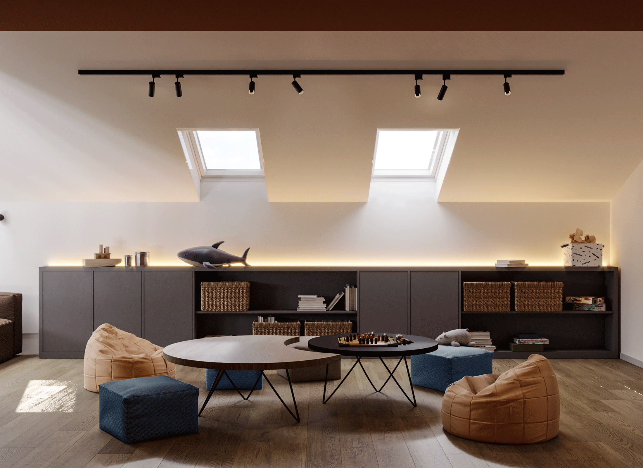Дизайн гостиной со вторым светом в частном доме